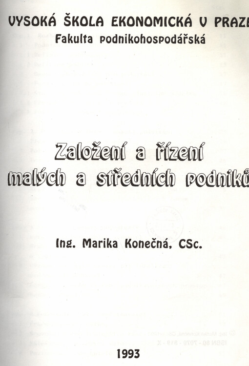 Založení a řízení malých a středních podniků