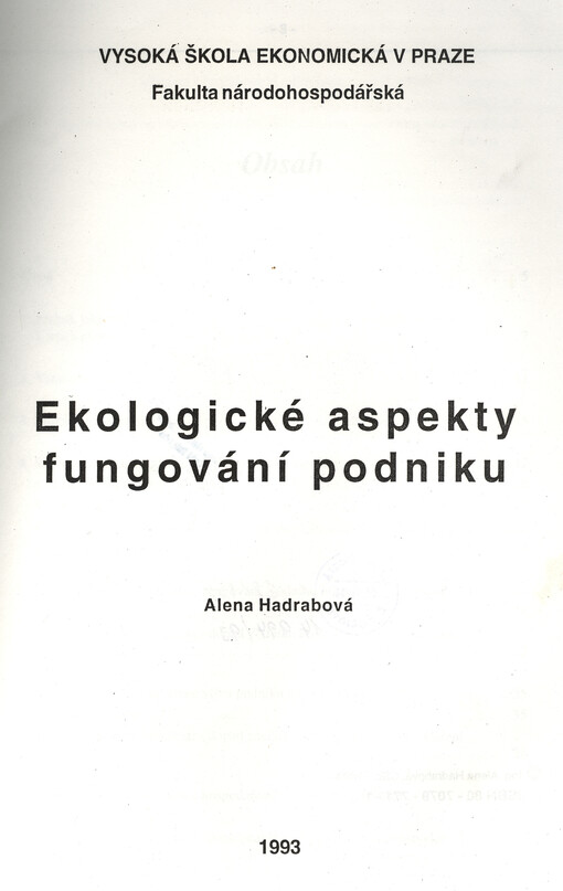 Ekologické aspekty fungování podniku