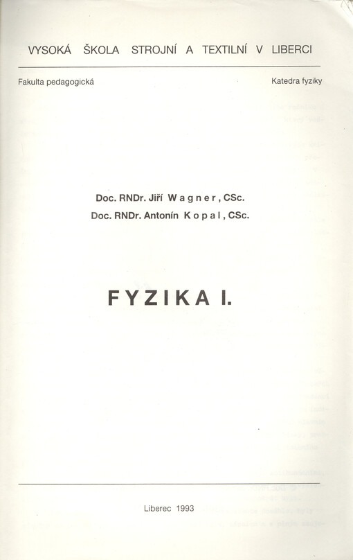 Fyzika I
