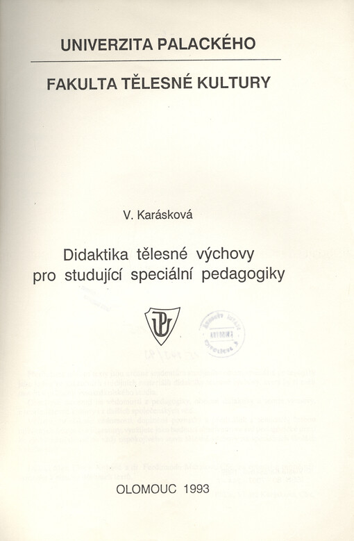 Didaktika tělesné výchovy pro studující speciální pedagogiky