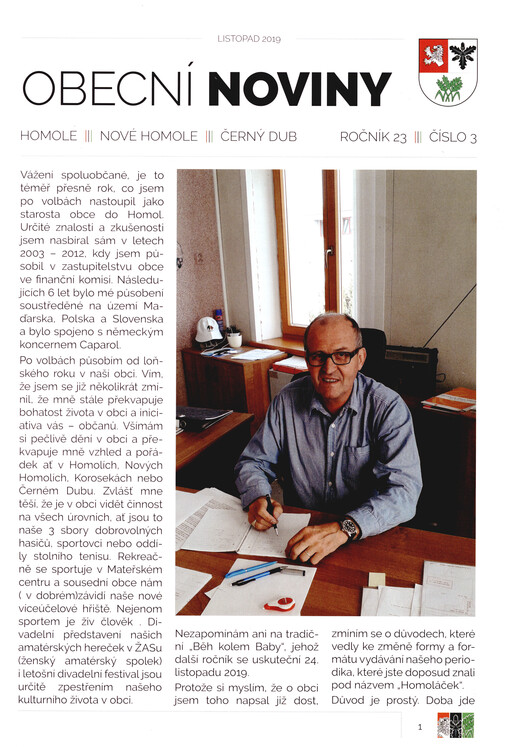 Obecní noviny : Homole, Nové Homole, Černý Dub