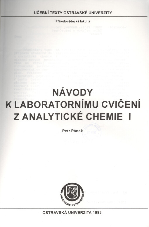 Návody k laboratornímu cvičení z analytické chemie I