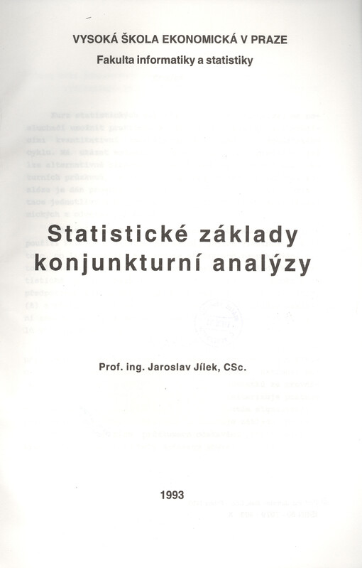 Statistické základy konjunkturní analýzy