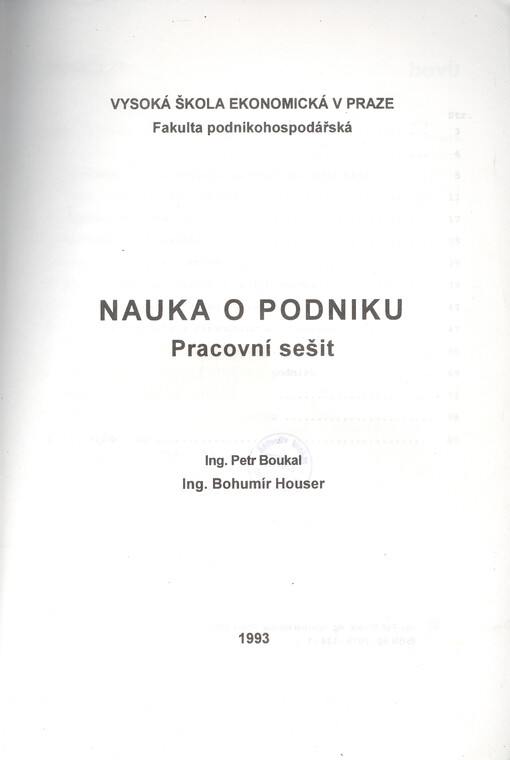 Nauka o podniku : pracovní sešit