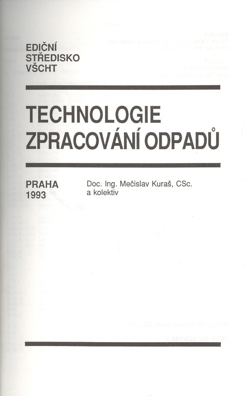 
  Technologie zpracovaní odpadů
  