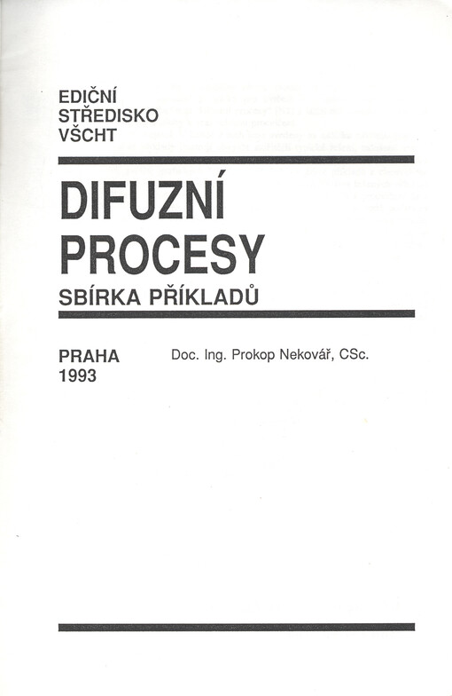 Difuzní procesy : sbírka příkladů