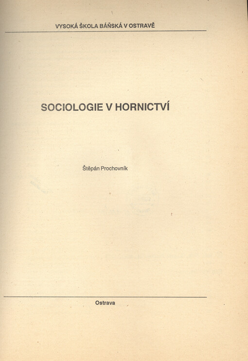 Sociologie v hornictví