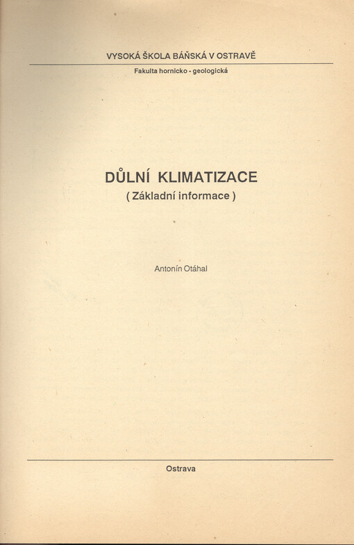 Důlní klimatizace : (základní informace)