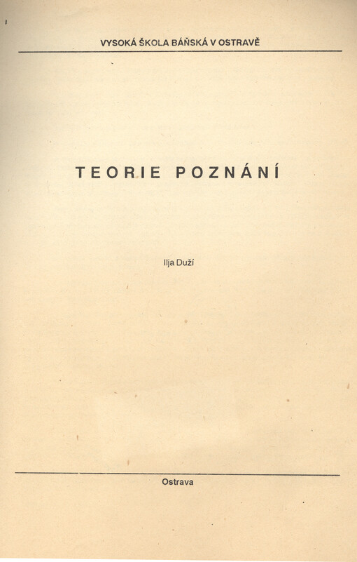 Teorie poznání