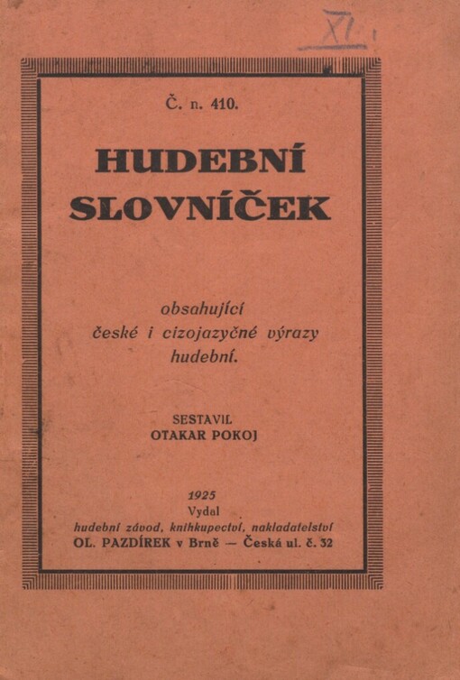 Hudební slovníček: obsahující české i cizojazyčné výrazy hudební