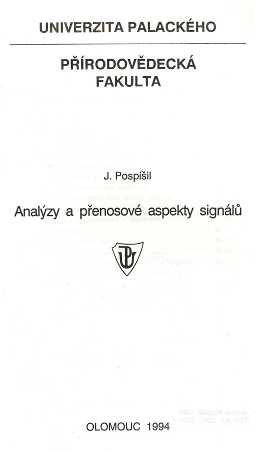 Analýzy a přenosové aspekty signálů
