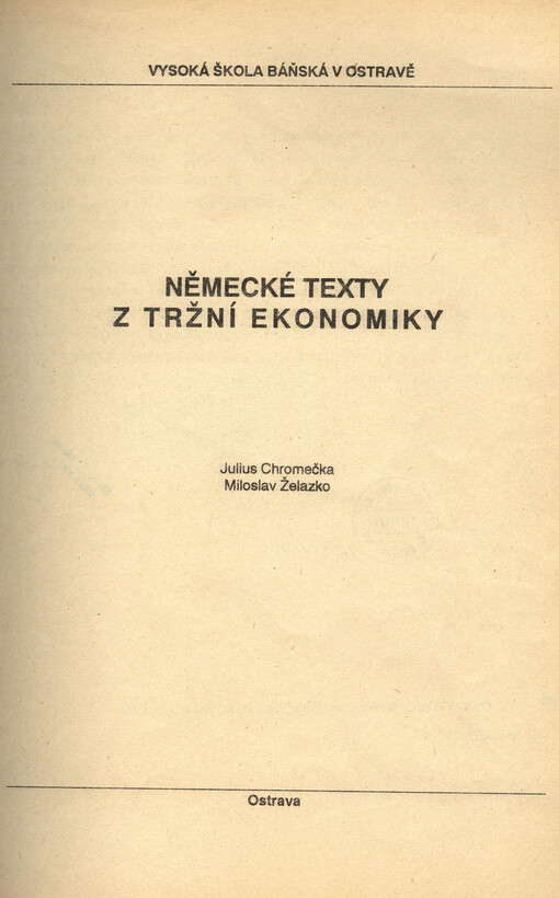 Německé texty z tržní ekonomiky