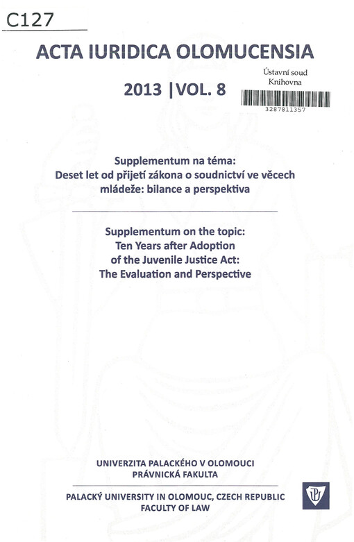  Suppl. /2/ Deset let od přijetí zákona o soudnictví ve věcech mládeže: bilance a perspetiva