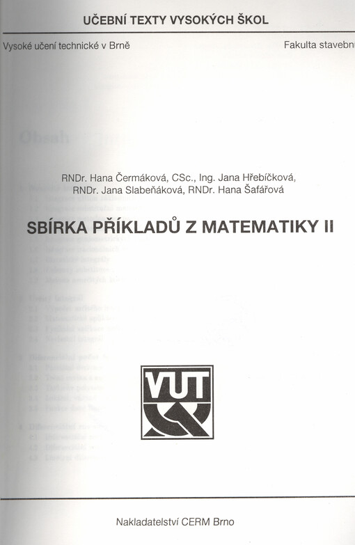 Sbírka příkladů z matematiky II