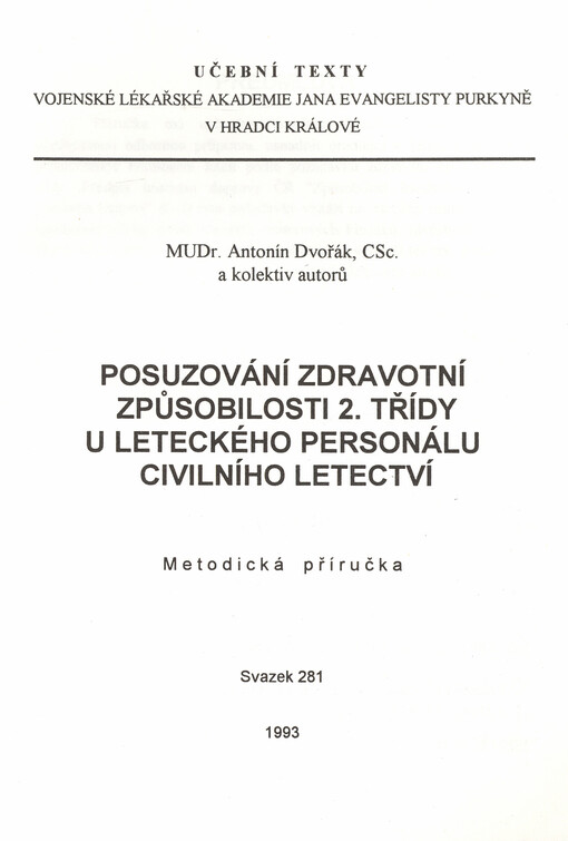 Posuzování zdravotní způsobilosti 2. třídy u leteckého personálu civilního letectví : metodická příručka