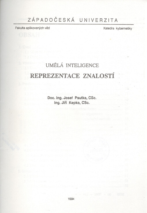 Umělá inteligence. Reprezentace znalostí