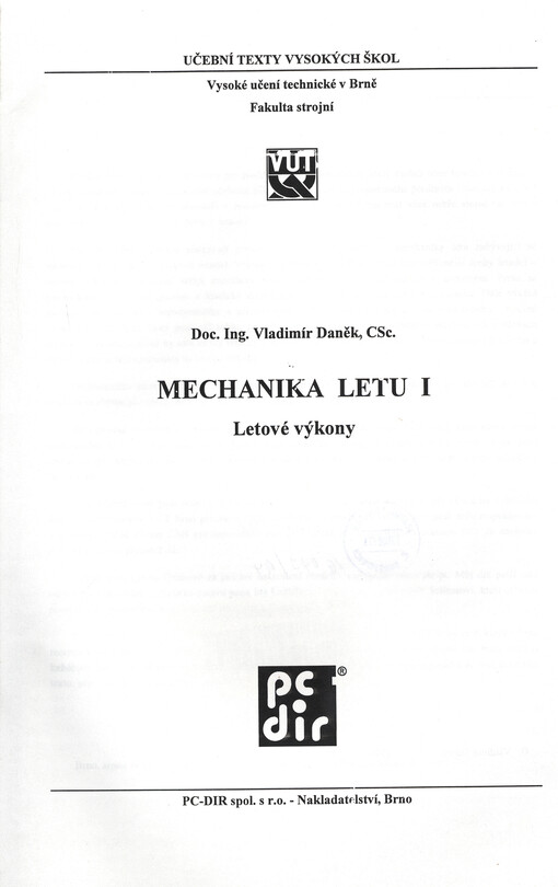 Mechanika letu I : letové výkony