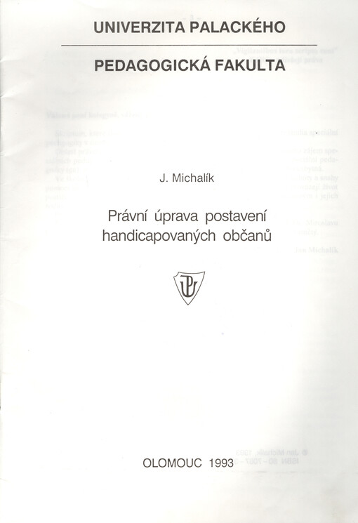 Právní úprava postavení handicapovaných občanů