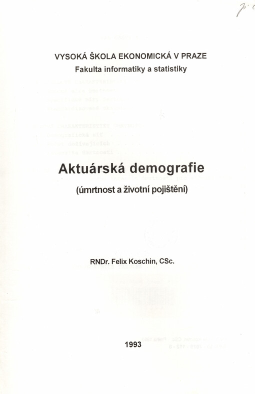 Aktuárská demografie : (úmrtnost a životní pojištění)