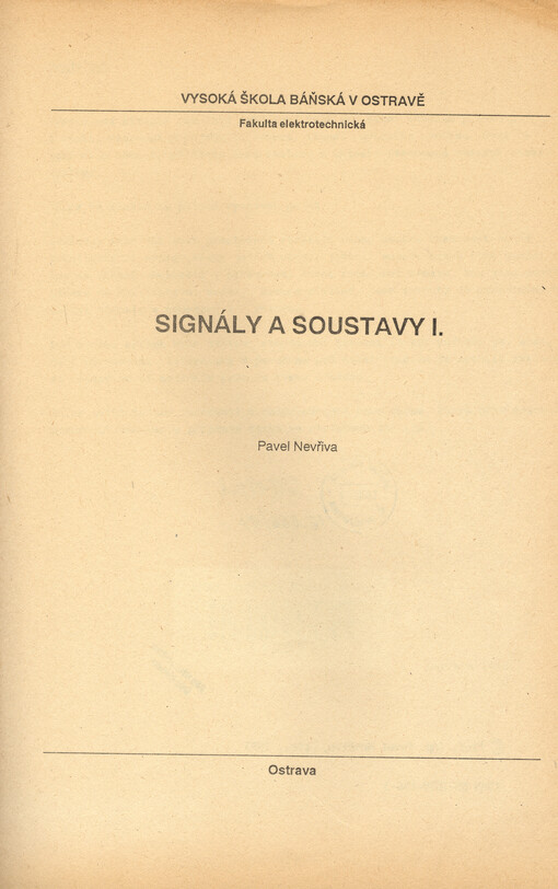 Signály a soustavy I.