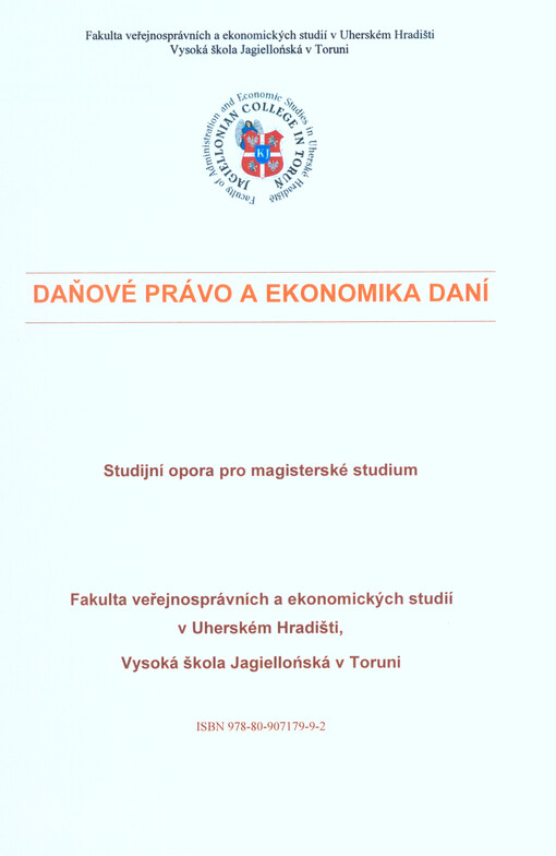 Daňové právo a ekonomika daní : studijní opora pro magisterské studium