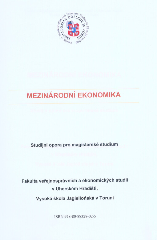 Mezinárodní ekonomika : studijní opora pro magisterské studium
