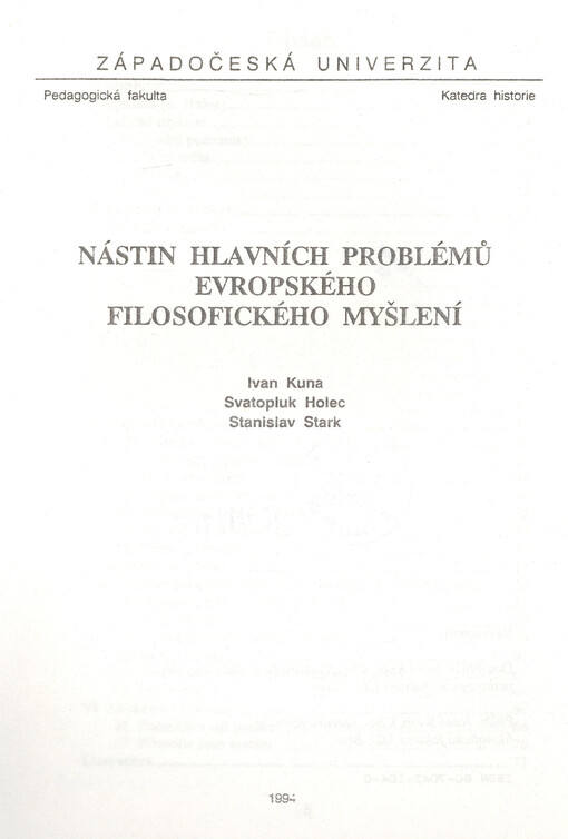 Nástin hlavních problémů evropského filosofického myšlení