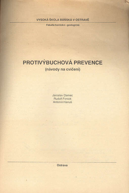 Protivýbuchová prevence : (návody na cvičení)