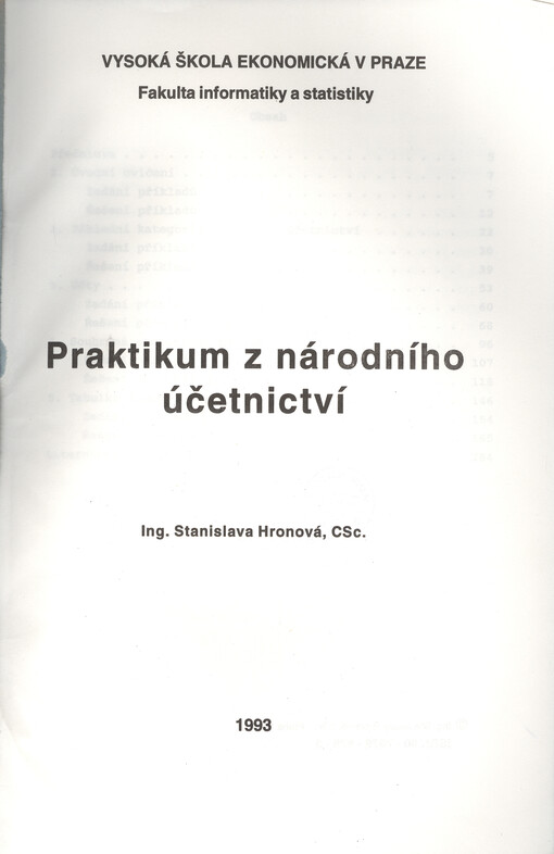 Praktikum z národního účetnictví :Určeno pro stud. fak. informatiky a statistiky