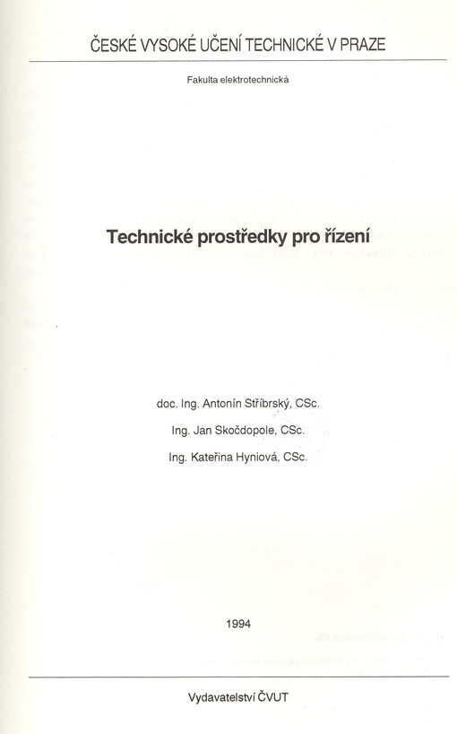 Technické prostředky pro řízení