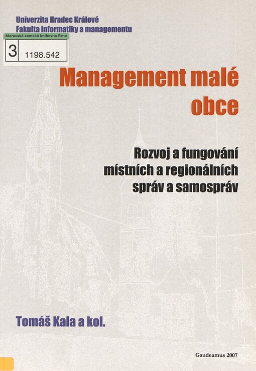 Management malé obce: Rozvoj a fungování místních a regionálních správ a samospráv