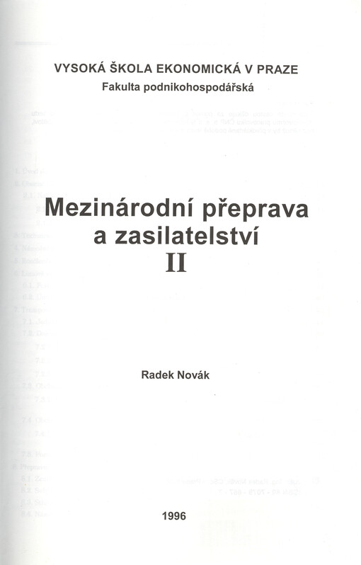 Mezinárodní přeprava a zasilatelství. II
