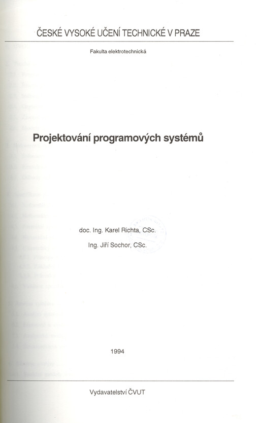 Projektování programových systémů