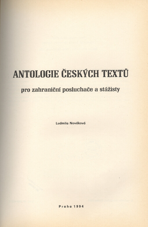 Antologie českých textů pro zahraniční posluchače a stážisty