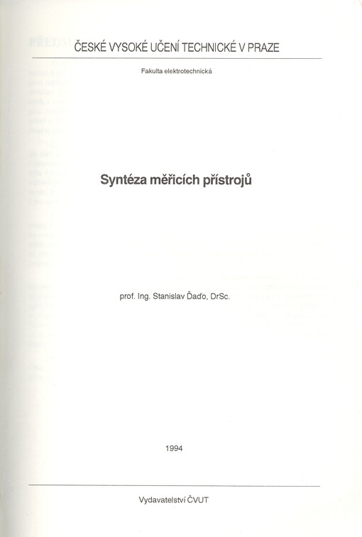 Syntéza měřicích přístrojů