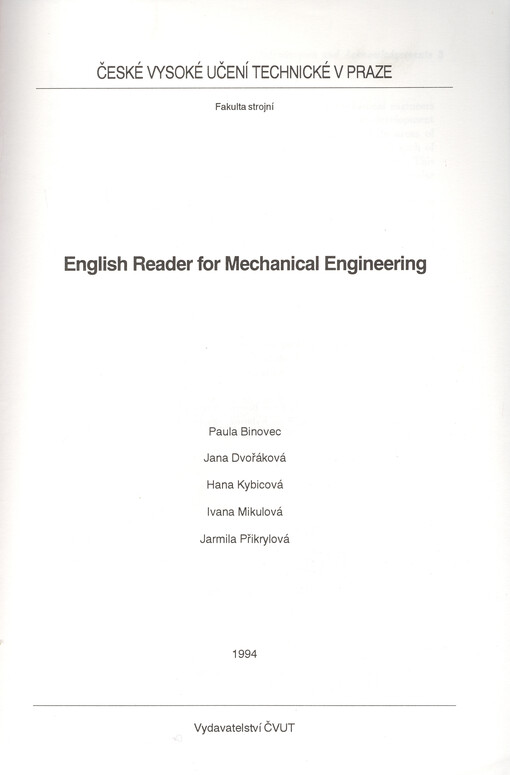 English reader for mechanical engineering