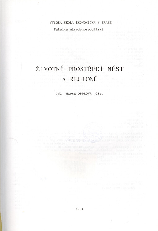 Životní prostředí měst a regionů