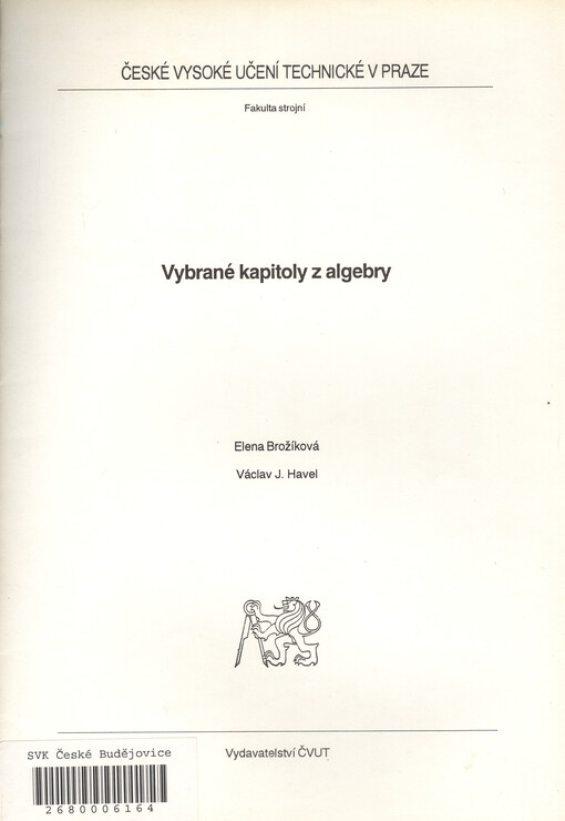 Vybrané kapitoly z algebry