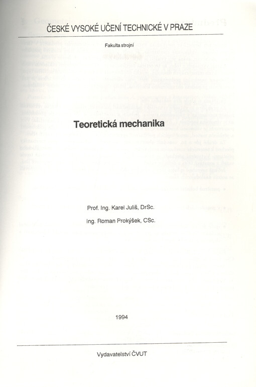 
  Teoretická mechanika
  