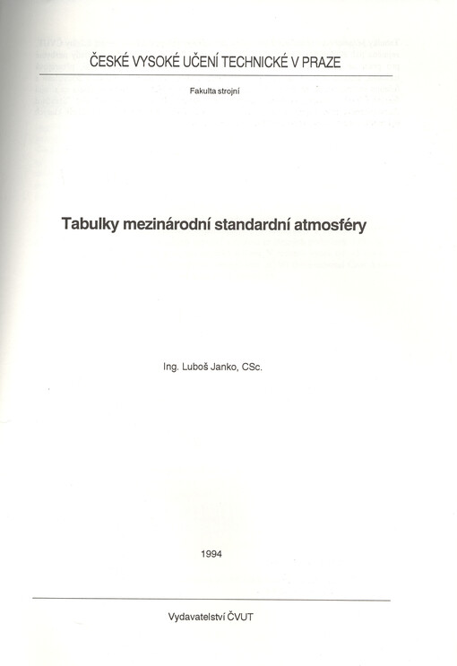 Tabulky mezinárodní standardní atmosféry