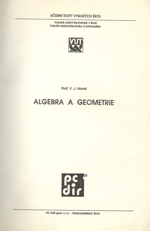 Algebra a geometrie