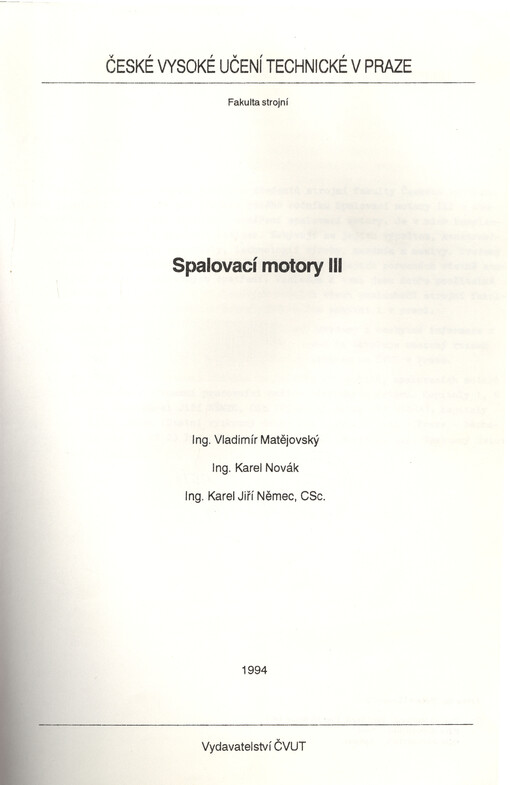 Spalovací motory III