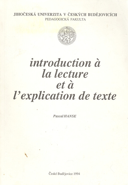 Introduction à la lecture et à l'explication de texte