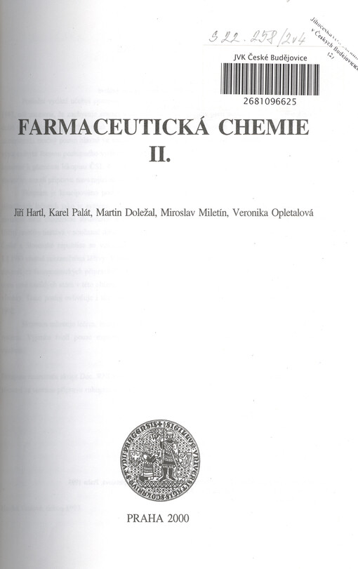 Farmaceutická chemie. II.