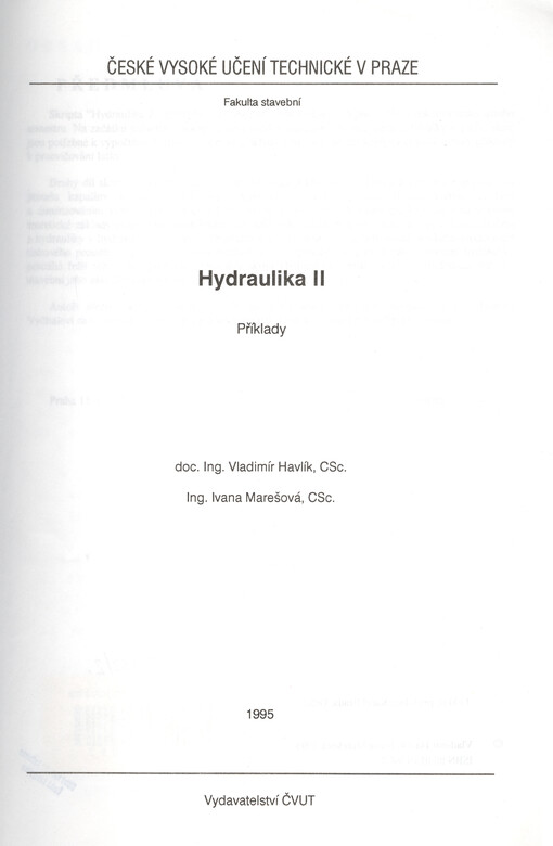 Hydraulika II : příklady