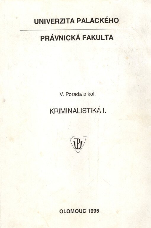 Kriminalistika. I.