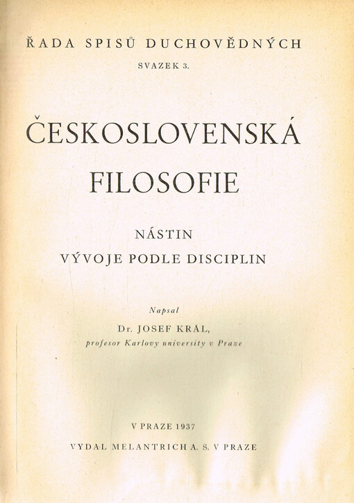 Československá filosofie: nástin vývoje podle disciplin