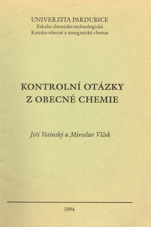 Kontrolní otázky z obecné chemie