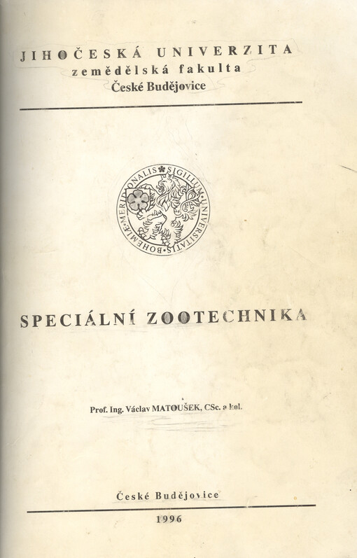 Speciální zootechnika