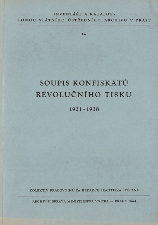 Soupis konfiskátů revolučního tisku 1921-1938